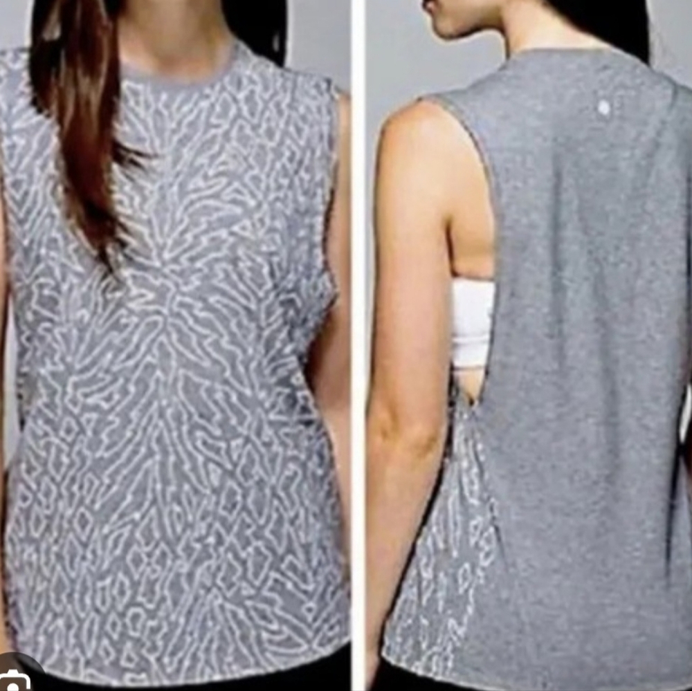 Lululemon Muscle‎ Hustle TEE Gray Patterned Women's Top
